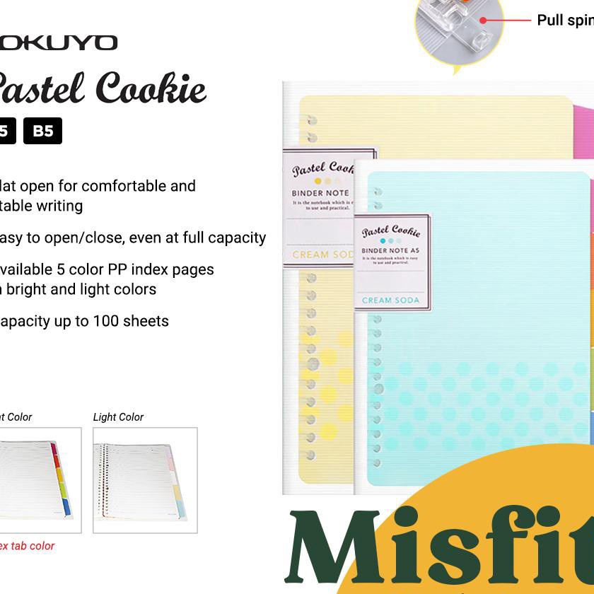 

Terbatas KOKUYO Pastel Cookie Loose Leaf Notebook Binder w Index Tabs A5 B5 A4 BRHT PASTEL