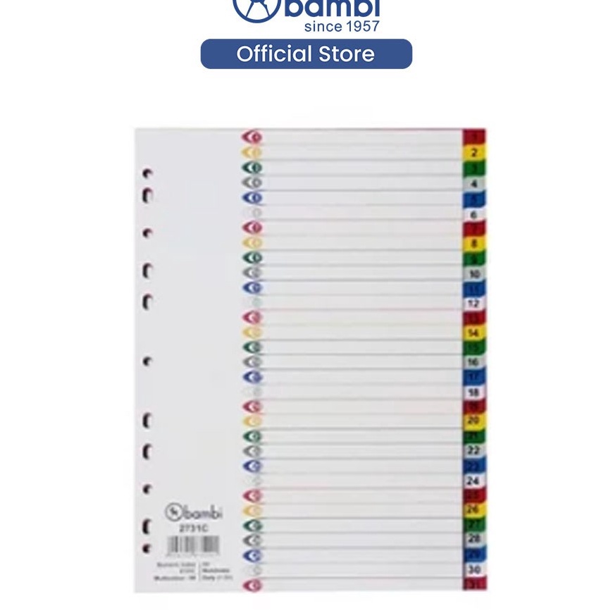 

KI3 Isi Binder A4 Divider indexes Numeric Index 131 Daily with Multiholes Colour Rid PVC kode 2731C