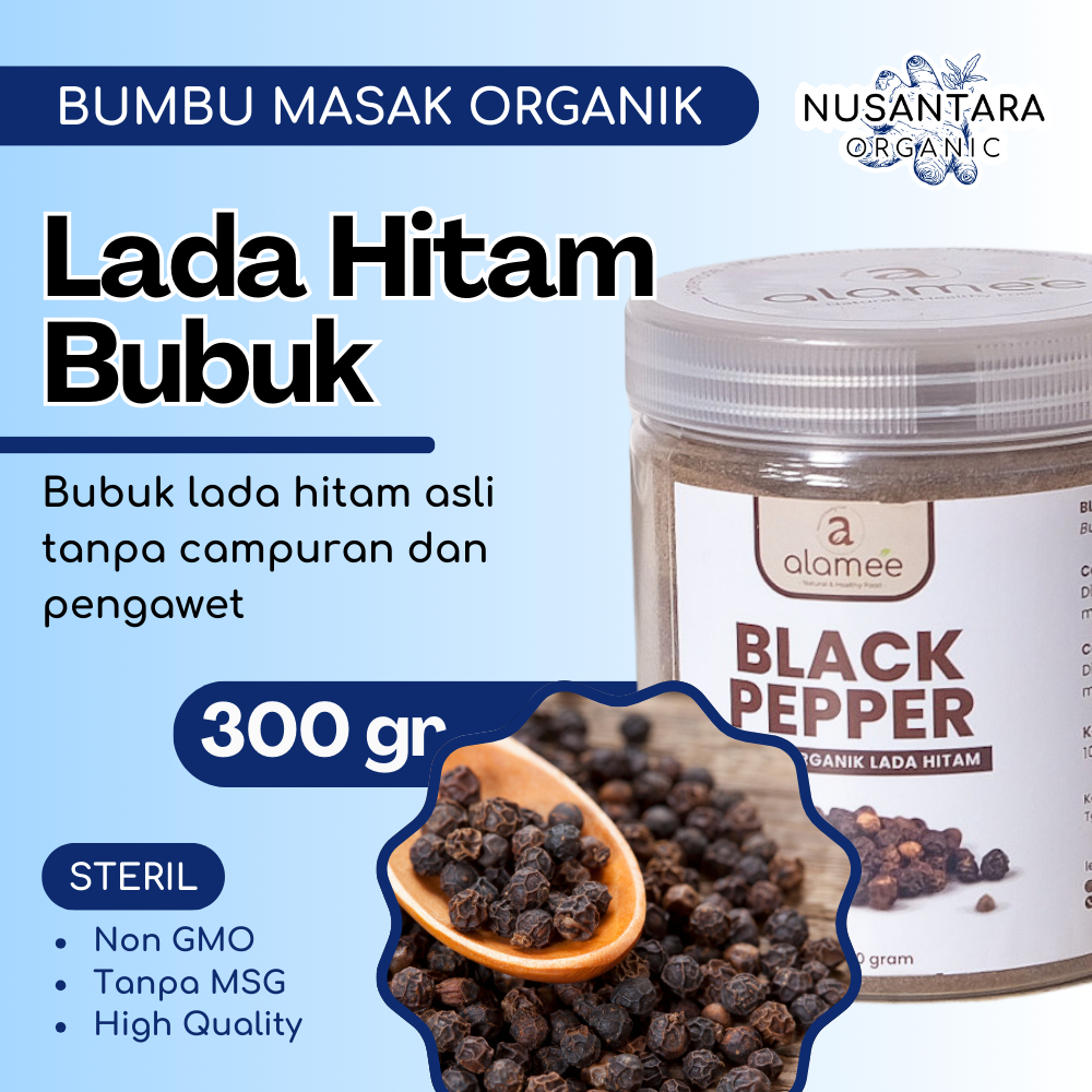 

ALAMEE Bubuk Lada Hitam Toples 300 gram Merica Blackpepper Bumbu Masak Dapur Organik Rempah Rimpang