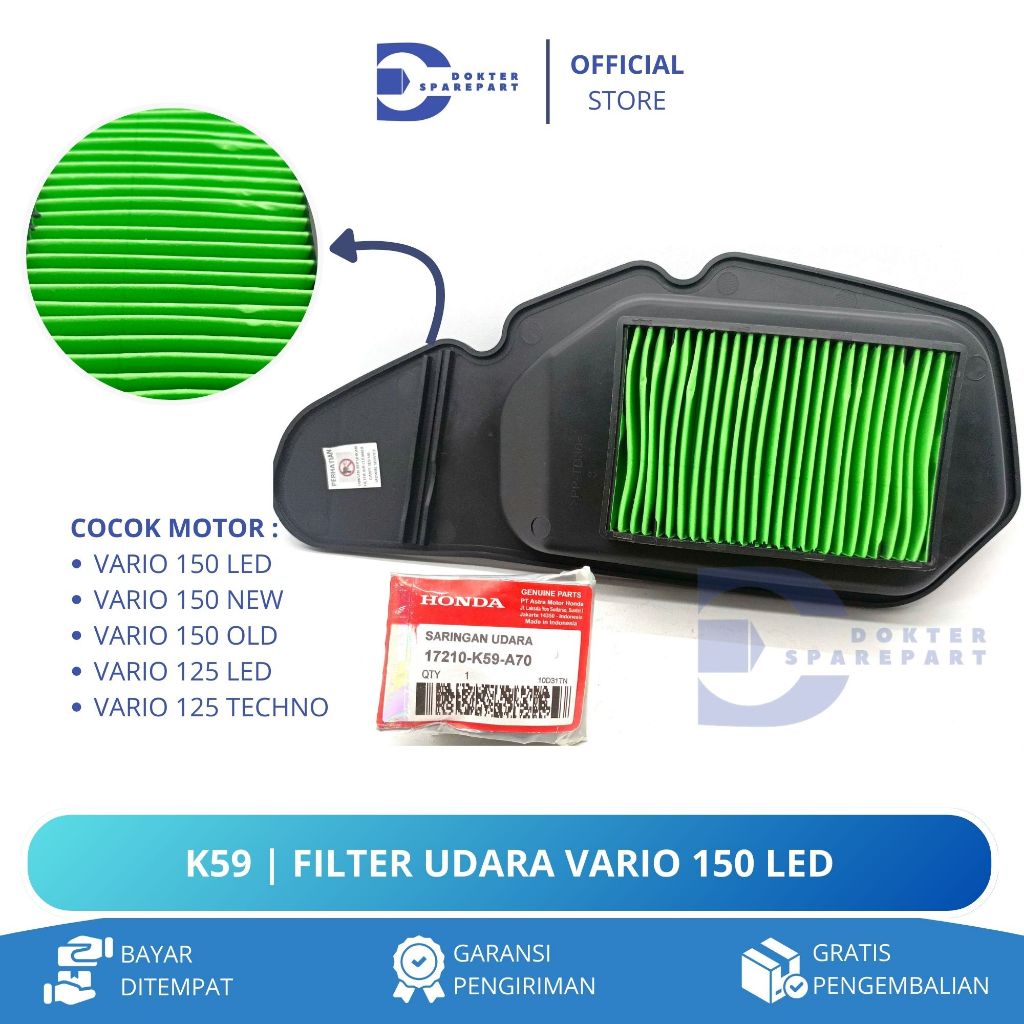 K59 FILTER UDARA VARIO 150 LED NEW / VARIO 125 / SARINGAN UDARA / FILTER UDARA / HAWA UDARA / BUSA
