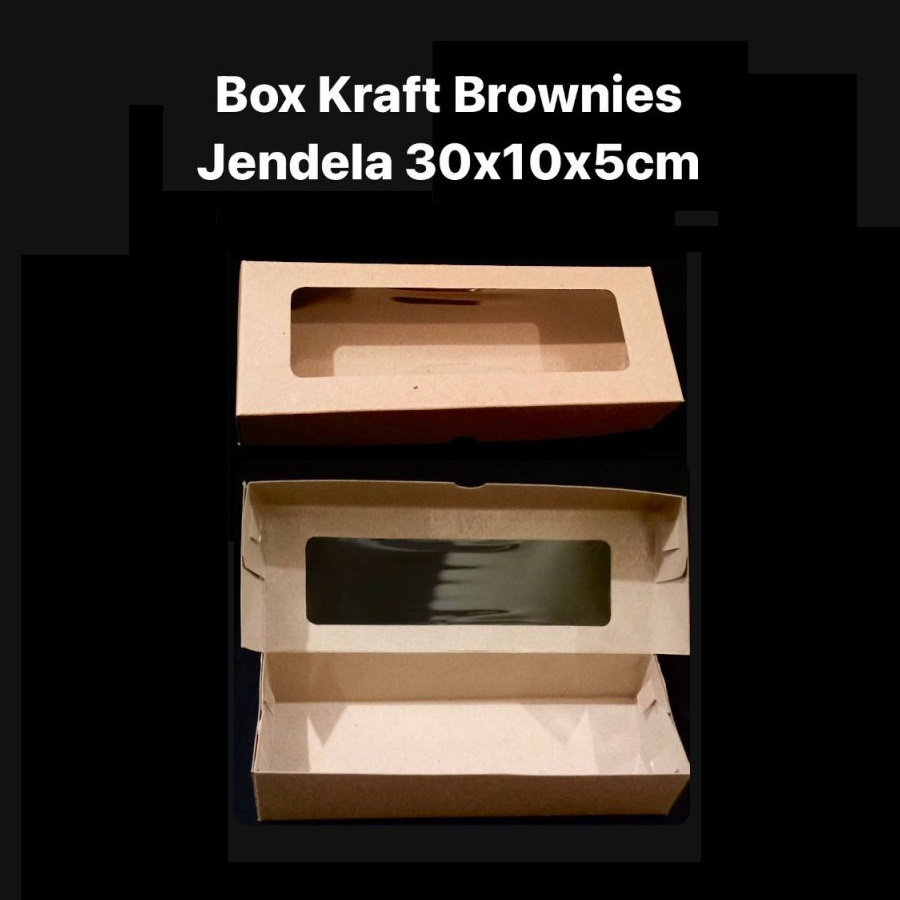 

( 10 pcs ) Box Roll Cake Jendela Mika Dus Hampers Bolu Gulung Kardus Kraft Polos 30x10x5 cm