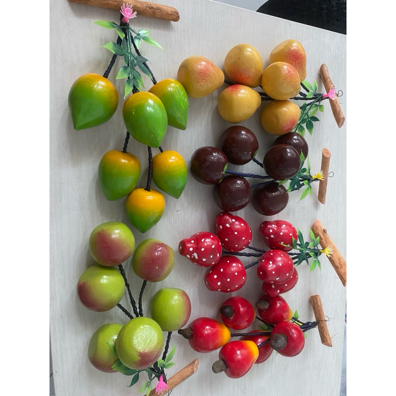 buah renteng 6 bahan kayu/ buah hias dinding dapur murah