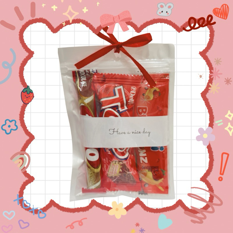 

[Min. 5pcs] Mini Gift Snack - Red (10,5 x 15 cm) | Freebie Snack | Custom Notes