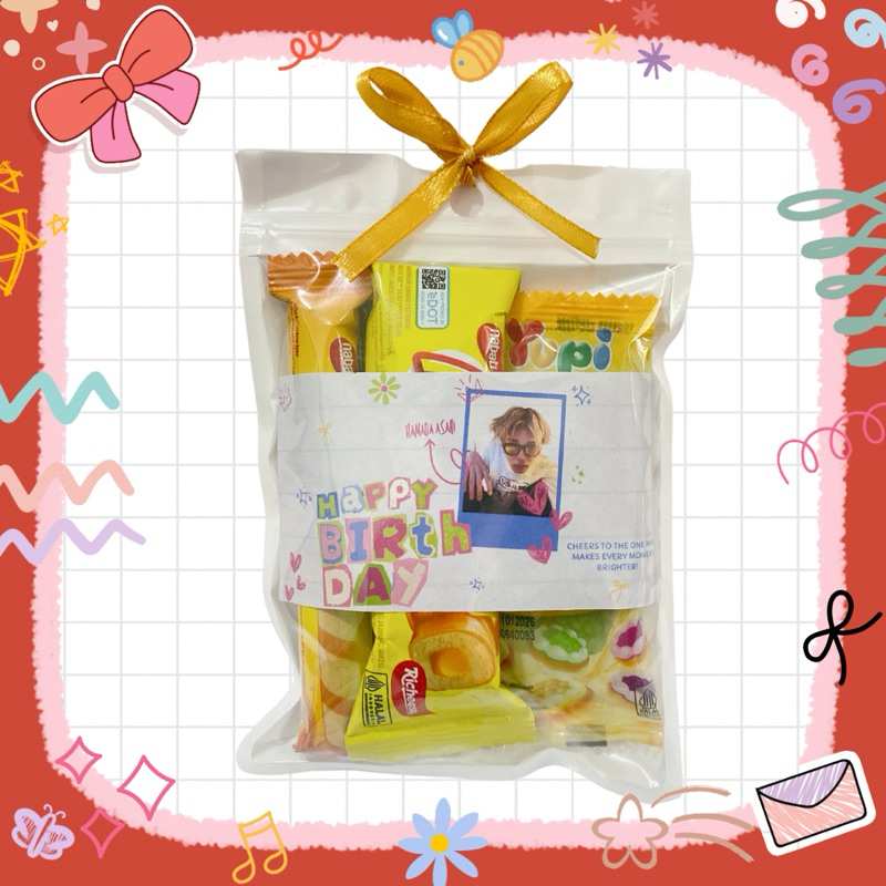 

[Min. 5pcs] Mini Gift Snack - Yellow 1 | Custom Gambar | Freebie