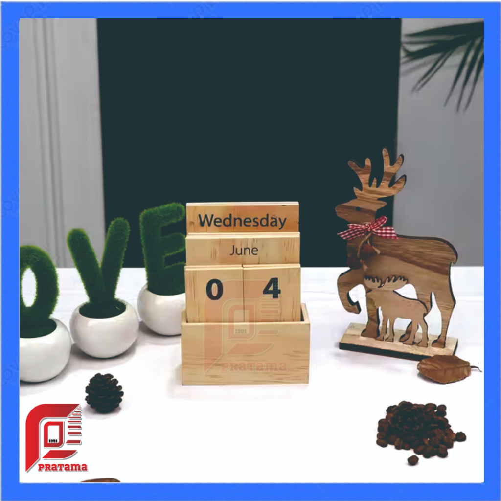

Wooden Desk Calender Unik Kalender Papan Kayu Abadi Aestetik Minimalis