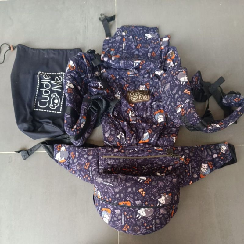 CuddleMe Ultimo Carrier Gendongan Hipseat baby carrier corak Mother's Love Navy. Preloved. Like new.