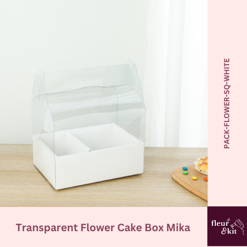 

Transparent Flower Cake Box Mika - Kotak Bunga Kue Putih White