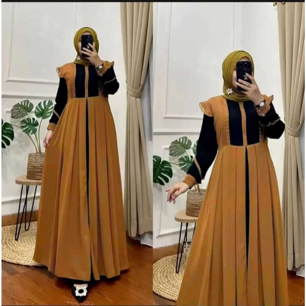 ZELINE DRESS MAXY / GAMIS RUFFLE MEWAH CRINKLE ALEVA TERBARU 2024