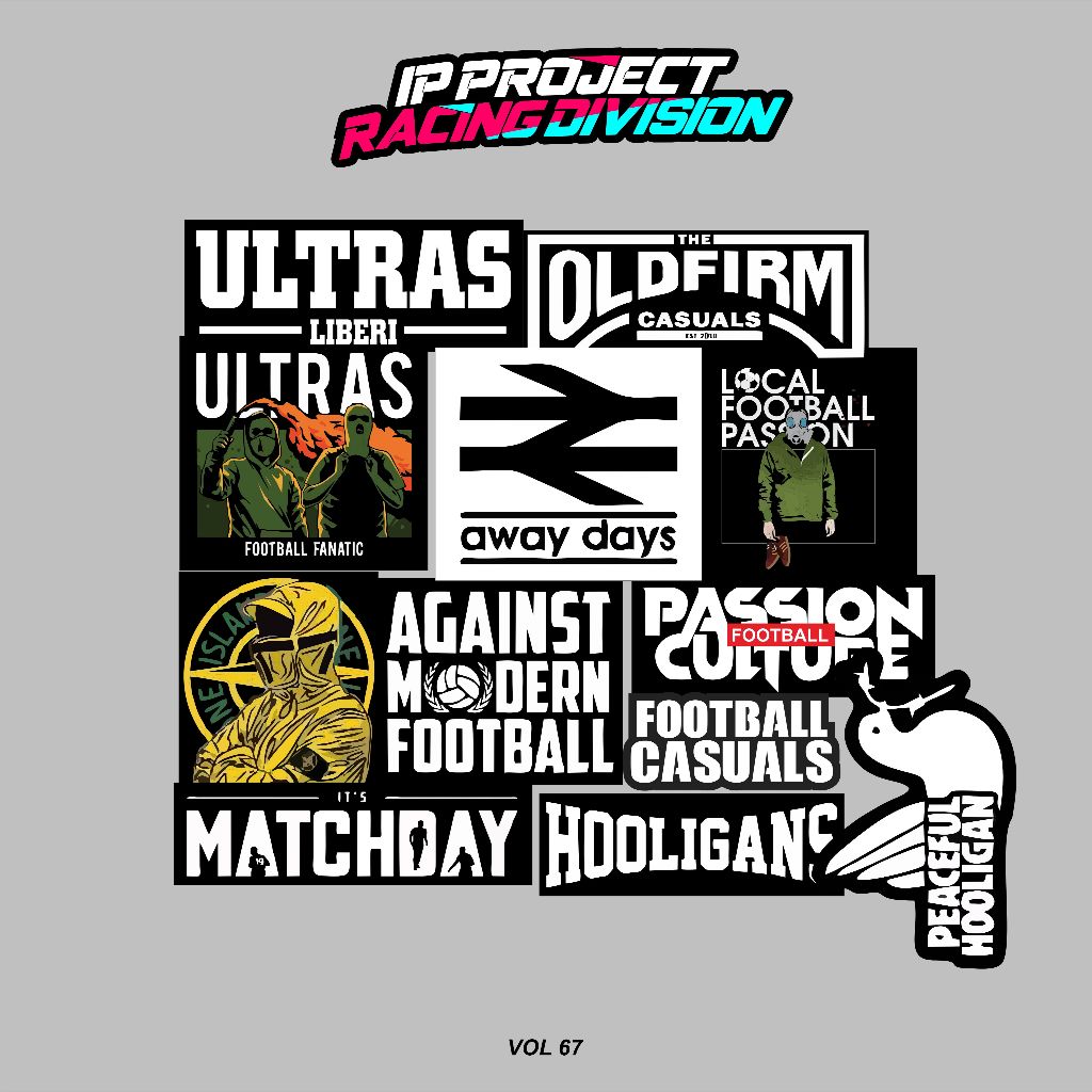 

STIKER CASUAL FOOTBAL,HOLIGANS, ULTRAS, ISI 13 PCS , sticker anti air, aesthetic, helm, laptop, case hp vol 67