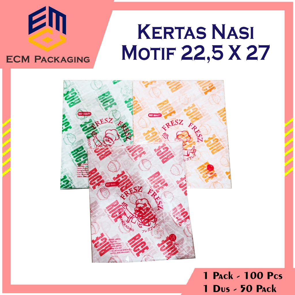 KERTAS NASI MOTIF RICE / KERTAS KFC / KERTAS PEMBUNGKUS NASI / KERTAS BURGER / KERTAS KEBAB