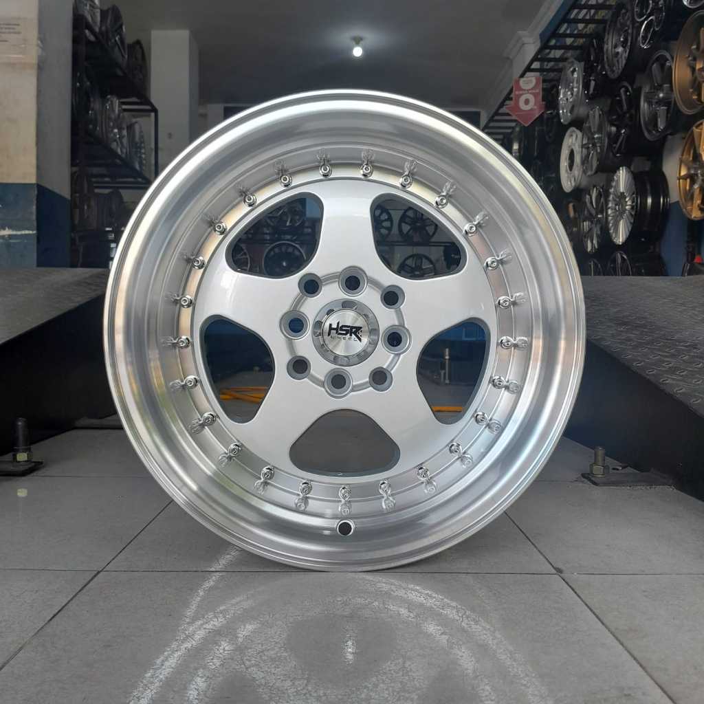 Velg mobil celong ring 15 lebar 8/9 pcd 4x100/4x114,3 hsr Burn r15