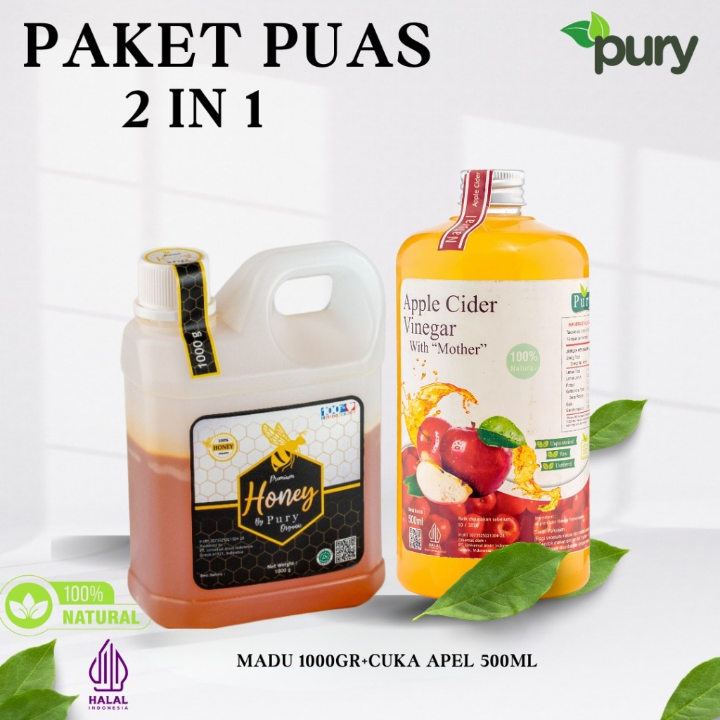 

[Pury] Paket Diet - Paket Puas 2 in 1 Asam Lambung Madu 1kg + Cuka Apel 500gr