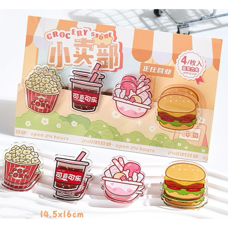 

cute food acrylic paper clip jepitan klip kertas akrilik tema makanan