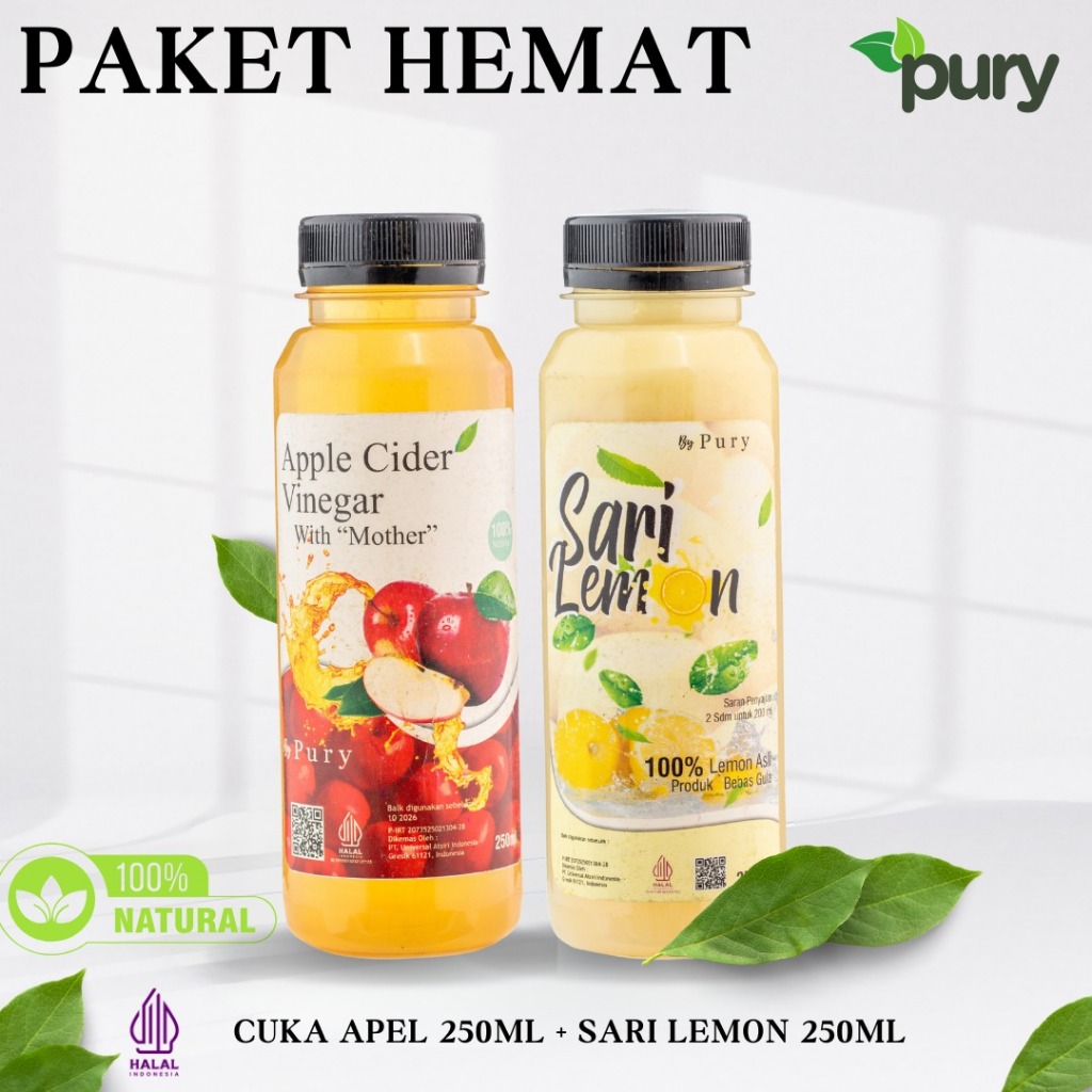 

[Pury] Paket Bundling 2 in 1 Diet Hemat - Cuka Apel 250ml + Sari Lemon 250ml