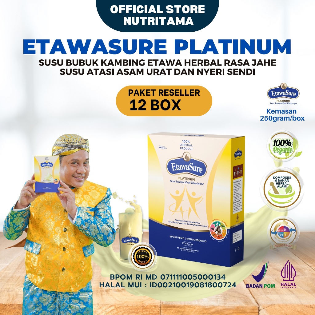 

Etawasure Paket 12 Box Susu Etawa Untuk Asam Urat Tulang dan Sendi Etawasure Susu Kambing Etawa