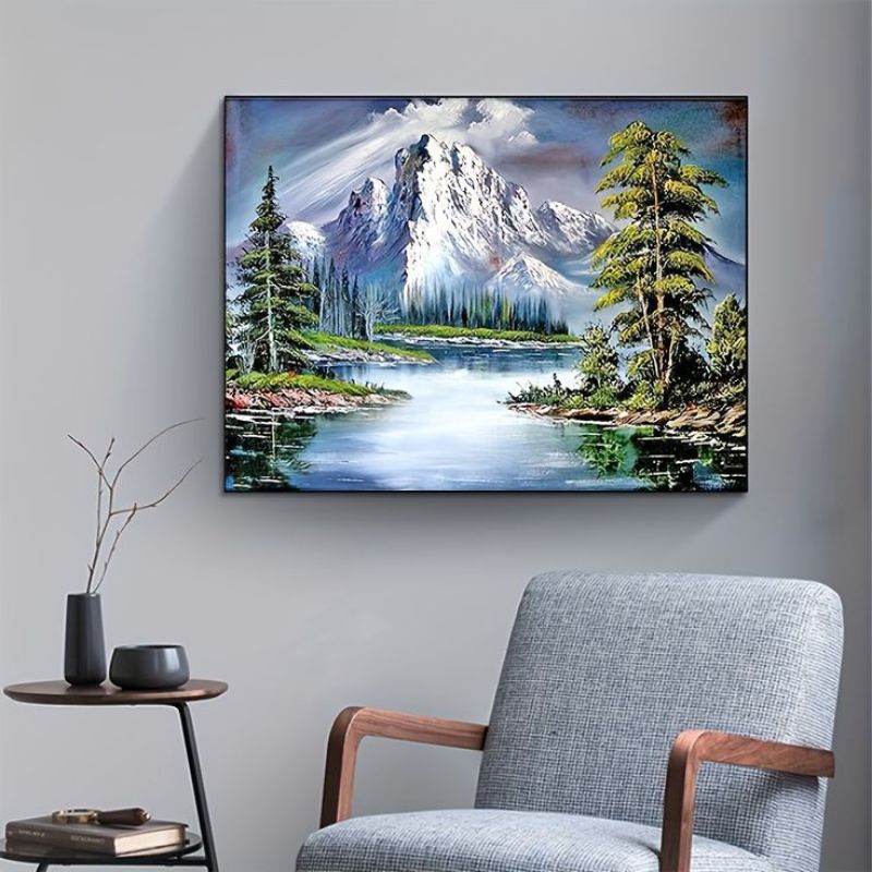 Lukisan Pemandangan Sungai Realis Minimalis modern, Pajangan dinding, Dekorasi rumah