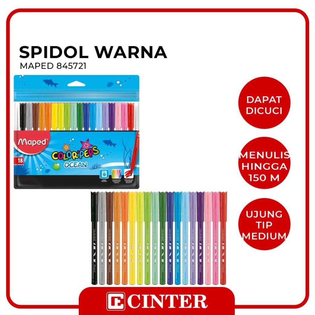 

MAPED - SPIDOL WARNA / SPIDOL CAIR WARNA WARNI / PEWARNA / COLOR PEPS OCEAN PLASTIK 18W 845721