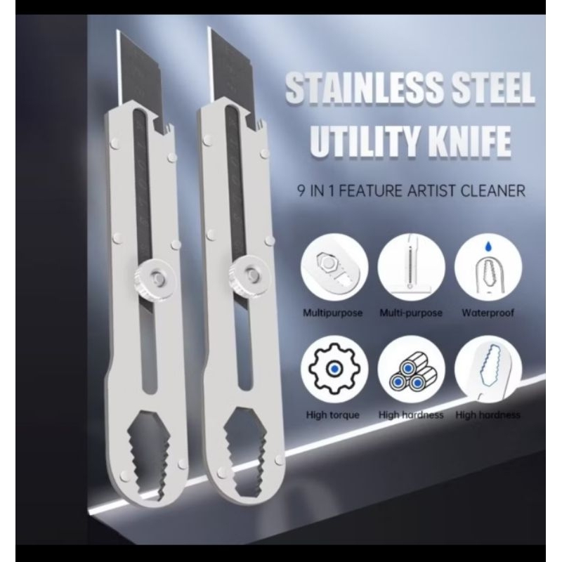 

Cutter Besi Stainless Steel 9in1 Pisau Cutter 15mm Pemotong Serbaguna Anti Karat 9 in 1 Dan Isi...