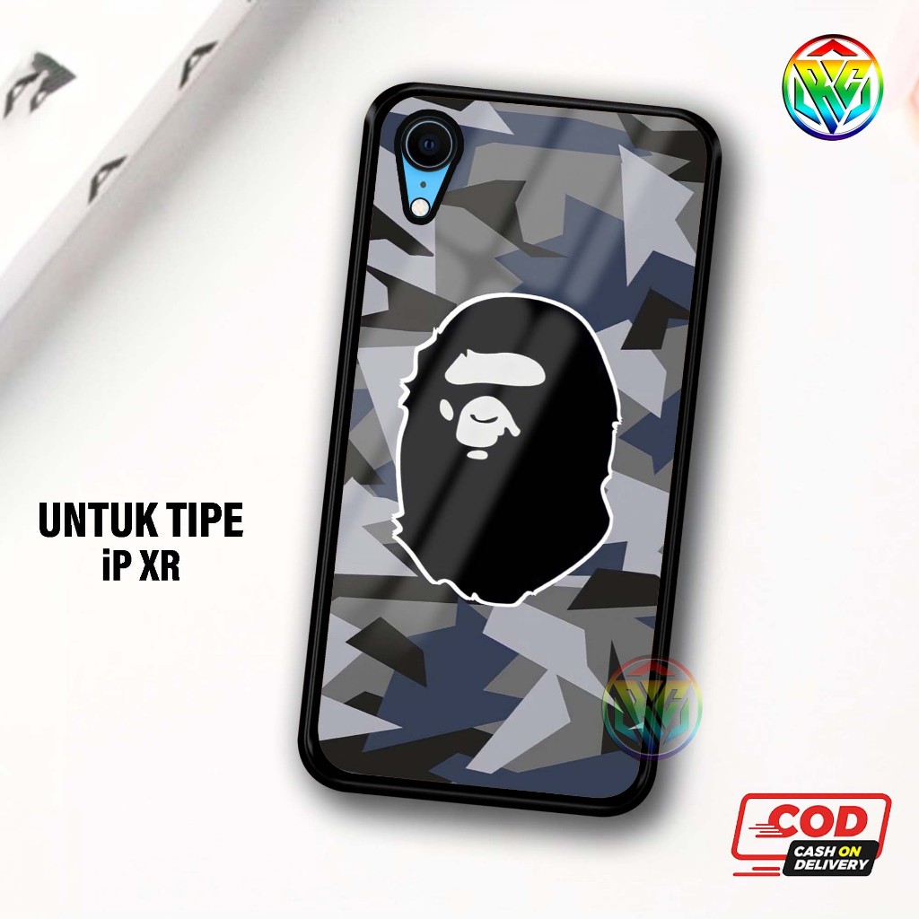 Real Case iPHONE XR Terbaru Case kilau - New Case Glossy casing Hp IPHONE XR [Motif BAPE] - Hardcase