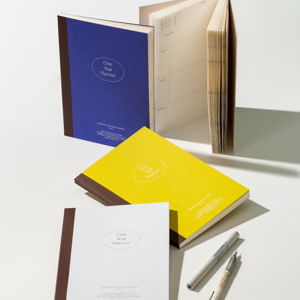 

Undated One Year Planner TYPE A & B (Notebook/Annual Planner/Soft Cover/Weekly/Monthly/Daily/Hourly)