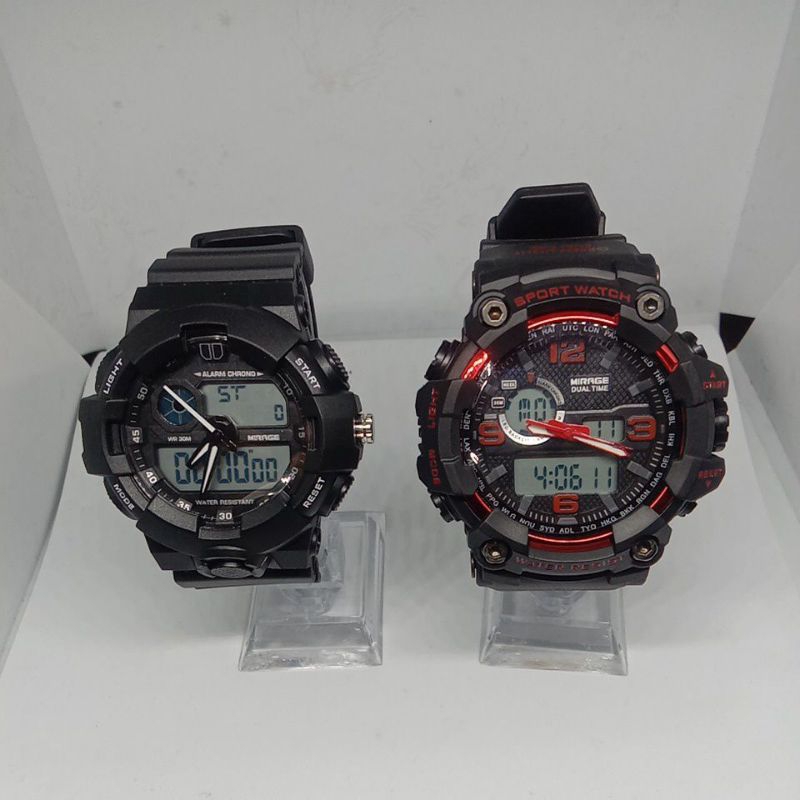 Jam Tangan Mirage 2Time Sport Tali Karet (Original Tahan air)