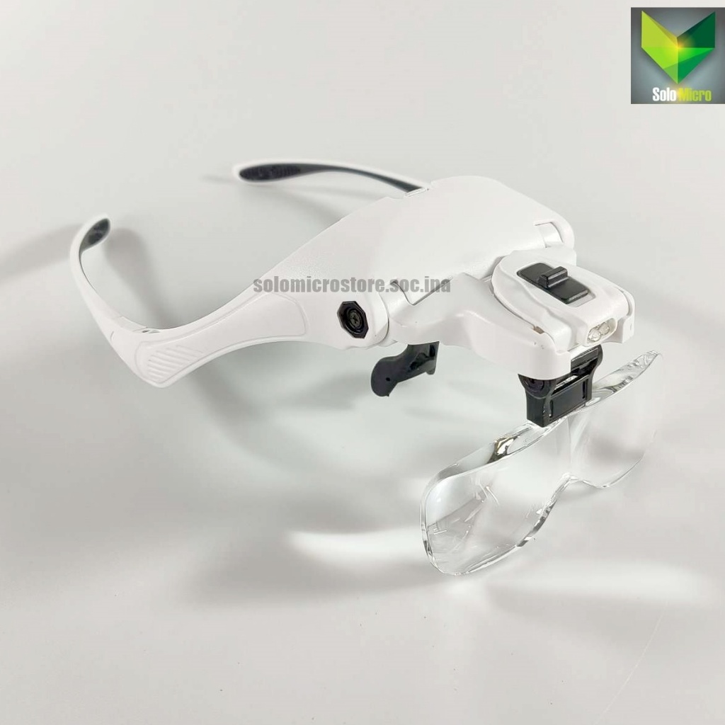 

Kaca Pembesar Kacamata Reparasi Jam Magnifier with 2 LED 5 Lens 3.5X 9892B2 White