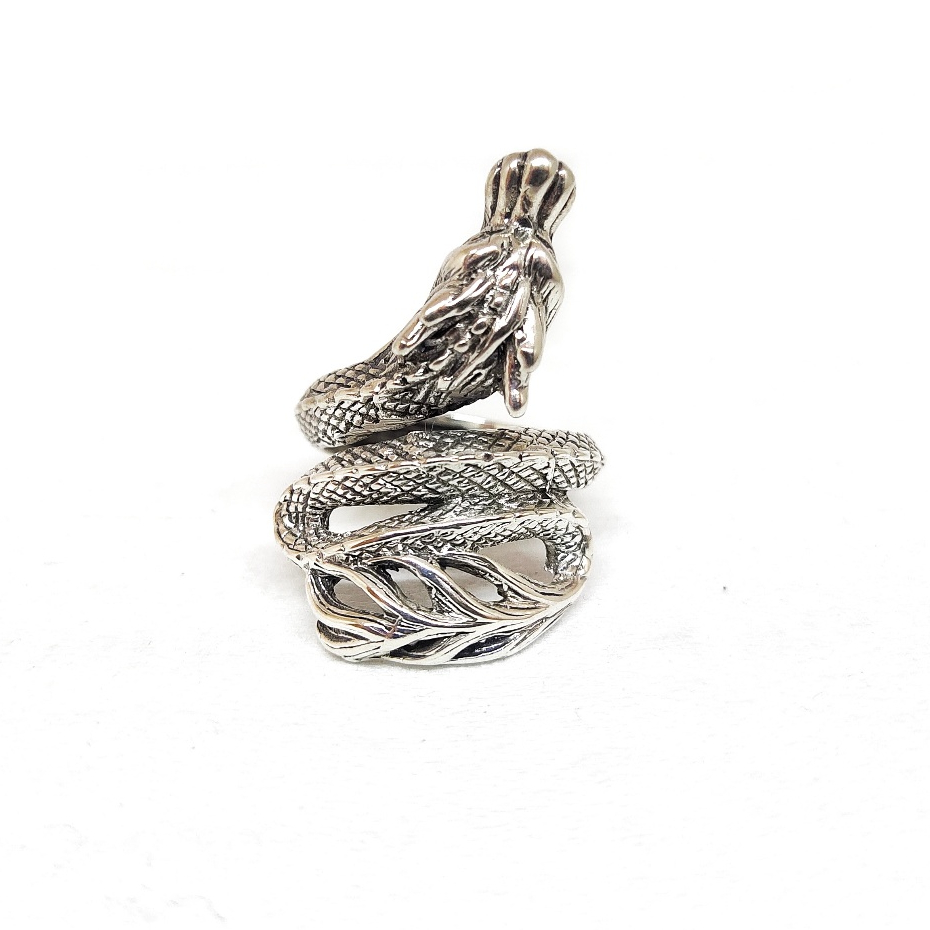 Cincin Ring Perak Silver Bali Motif Naga Dragon Asli 925 Pria Laki elegan keren Custom