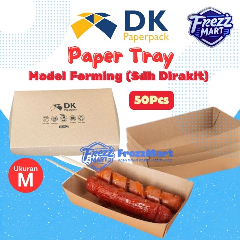 Pack 50 Pcs Paper Tray M Kraft Coklat Dk Paperpack Forming Rakit Laminasi Tahan Minyak Box Kertas Ma