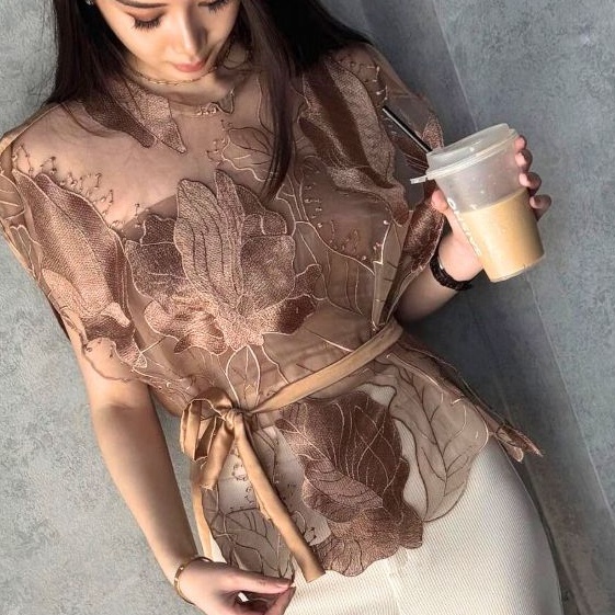 KODE T48Y KLEITA OFFICIAL  AVOIR OUTER  Pendek Atasan Wanita  Outer Brokat