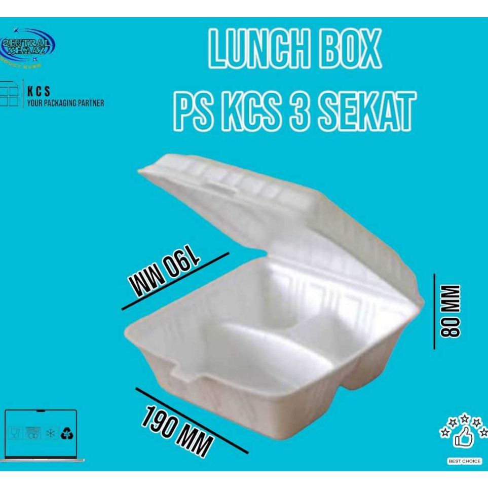 Super Baru  STYROFOAM 3 SKAT BENTUK BENTO  LUNCH BOX KCS 3 SEKAT isi 1 pcs