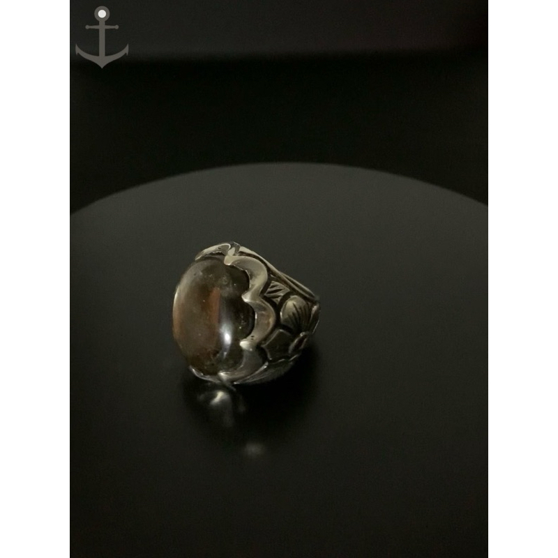 Cincin perak pria silver ring 925 asli dengan batu natural black star sapphire 21,61 gram bersertifi