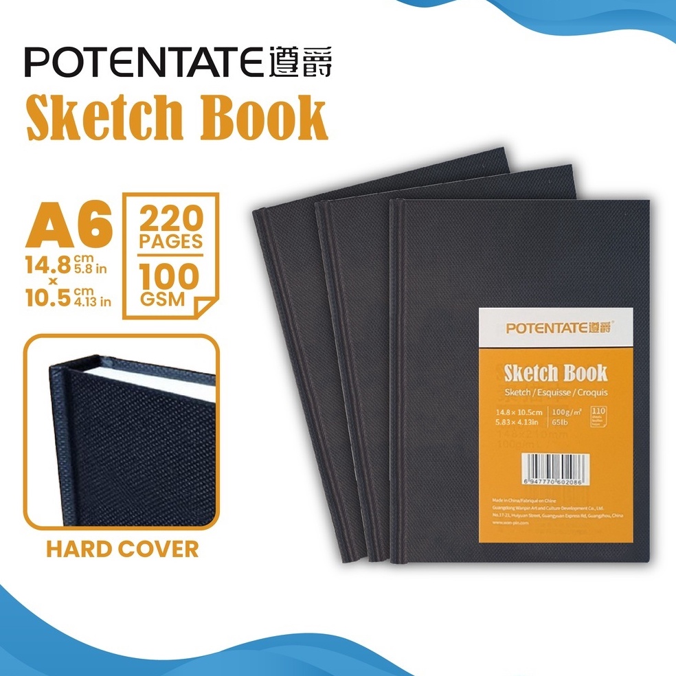 

KODE H17S Buku Sketsa Potentate Hard Cover A6 Stitch Bound Sketchbook