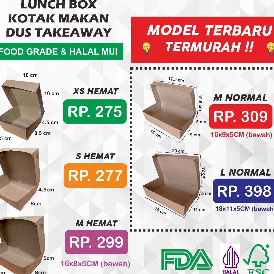 STOCK TERUPDATE LUNCH BOX PAPER  MEDIUM  KOTAK MAKAN  DUS NASI  KOTAK BUNGKUS NASI  KOTAK TAKEAWAY N