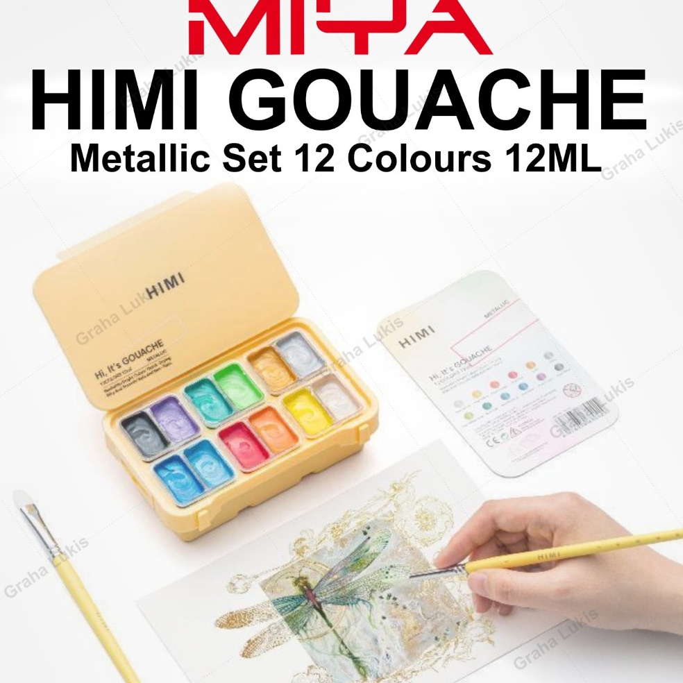 

KODE R98R Miya Himi GOUACHE Metallic Paint Set TWIN 12 Colors x 12ml Cat Gouache