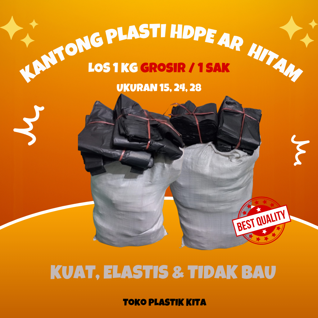 [PAKET GROSIR] Kantong Plastik / Kresek Hitam Kiloan / Los 1kg Murah Ukuran 15 24 28