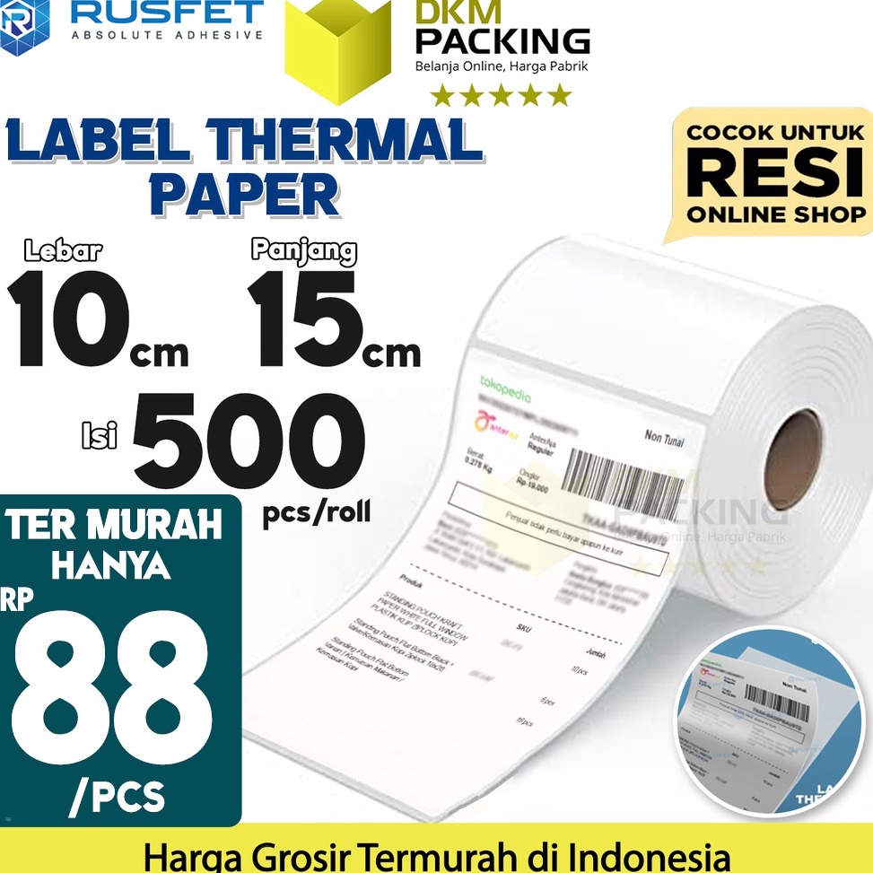 

KODE C5H Label Stiker Thermal Paper A6 1x15mm 1x15 cm Sticker Barde Resi RUSFET TERMURAH