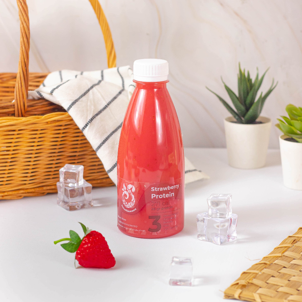 

PROTEIN SMOOTHIE Strawberry Stroberi Protein Kental Padat Lezat Smoothies Segar Diet Juice Detox Protein Stamina Kebugaran Smoothiemama 350ml