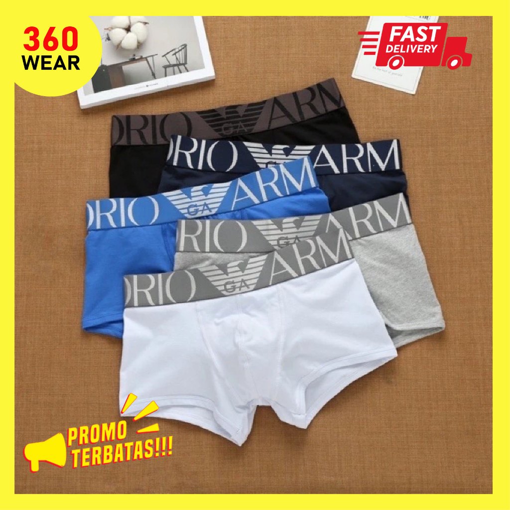 Celana Dalam Pria Men Underwear Boxer Brief Katun Sempak Cawet Laki EA Emporio Armani Segiempat Adem