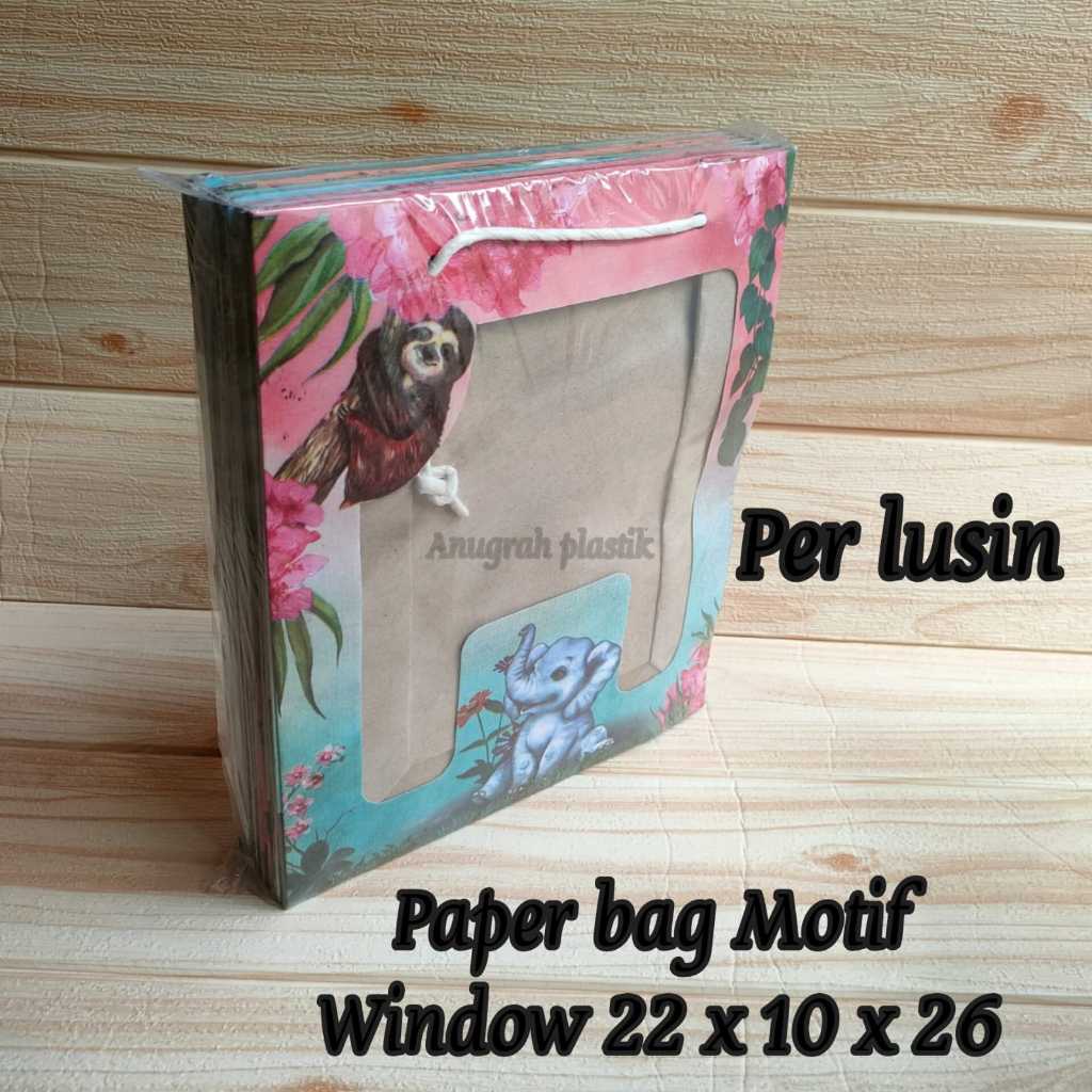 

Paper bag Mika motif full colour / Paper bag window full color animal uk 22 x 10 x 26 cm PER PACK