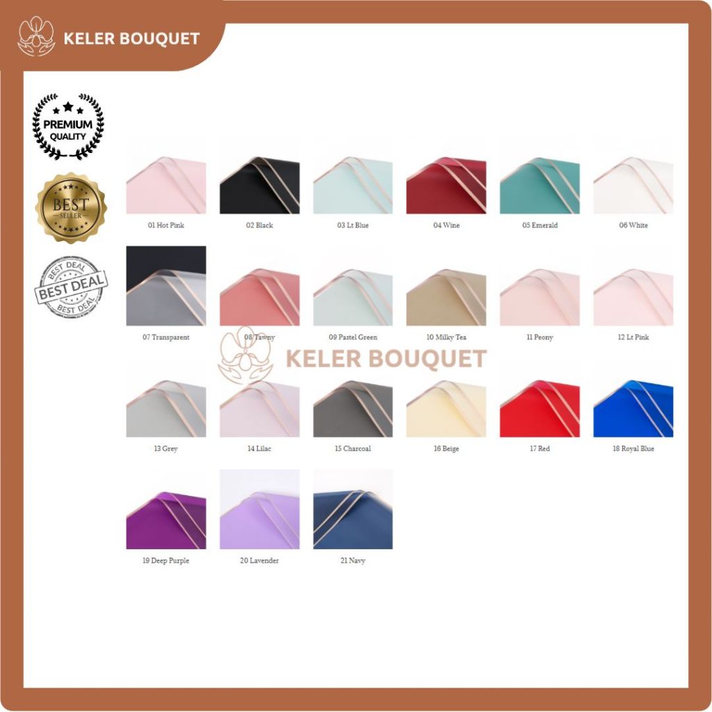 

(Isi 5 Lembar) Kertas Buket Cellophane Wrapping Paper Frame Gold List Emas Bunga florist Bouquet