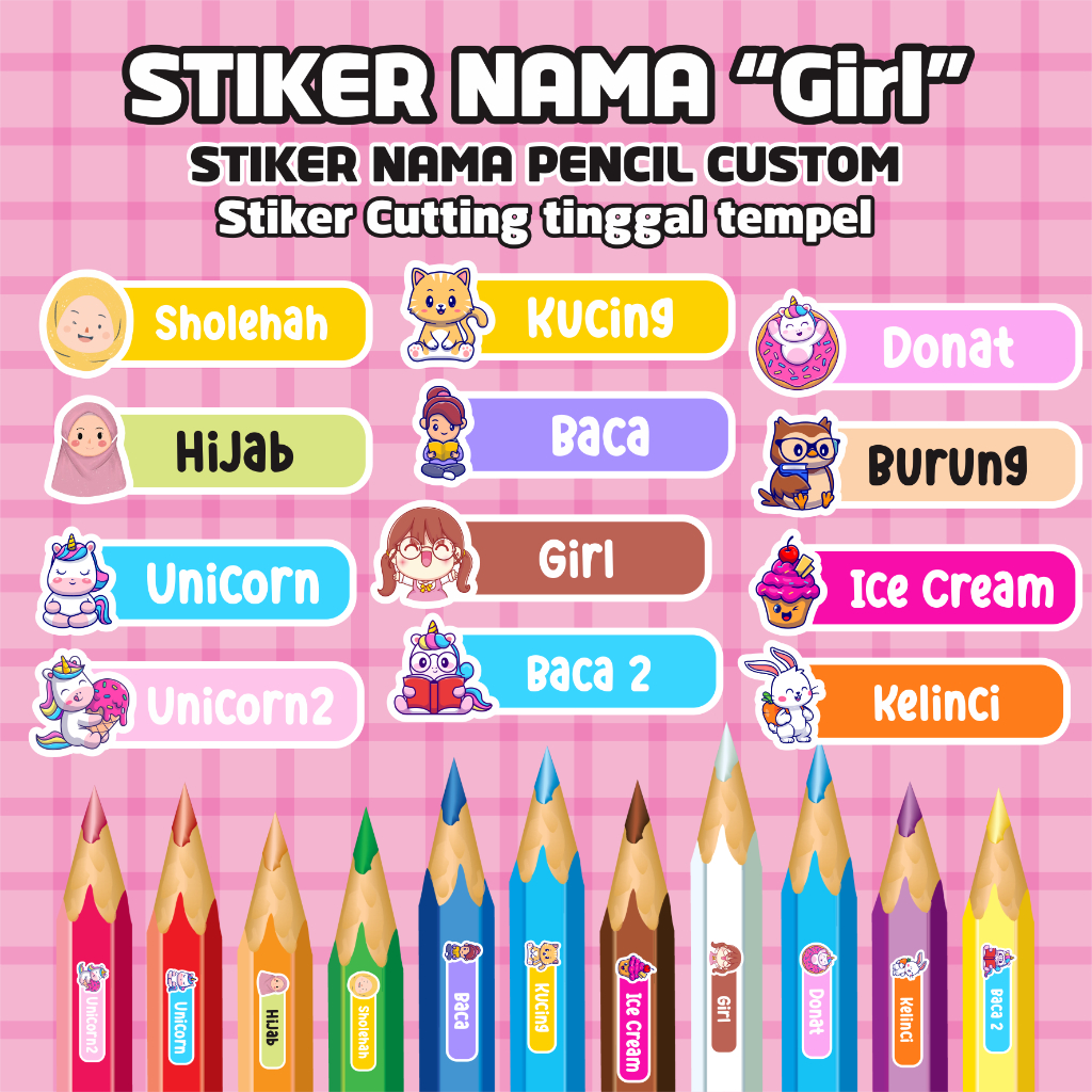 

STIKER BALLPOINT ISI 65PCS STIKER PENA STIKER PENSIL STIKER SPIDOL STIKER NAMA CUSTOM [PART 2] GIRL