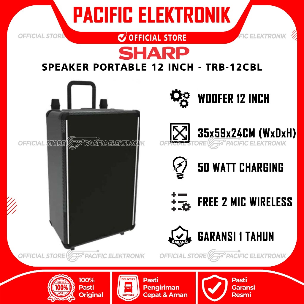 Speaker Trolley Bluetooth Sharp 12inch TRB-12CBL / 12CBL