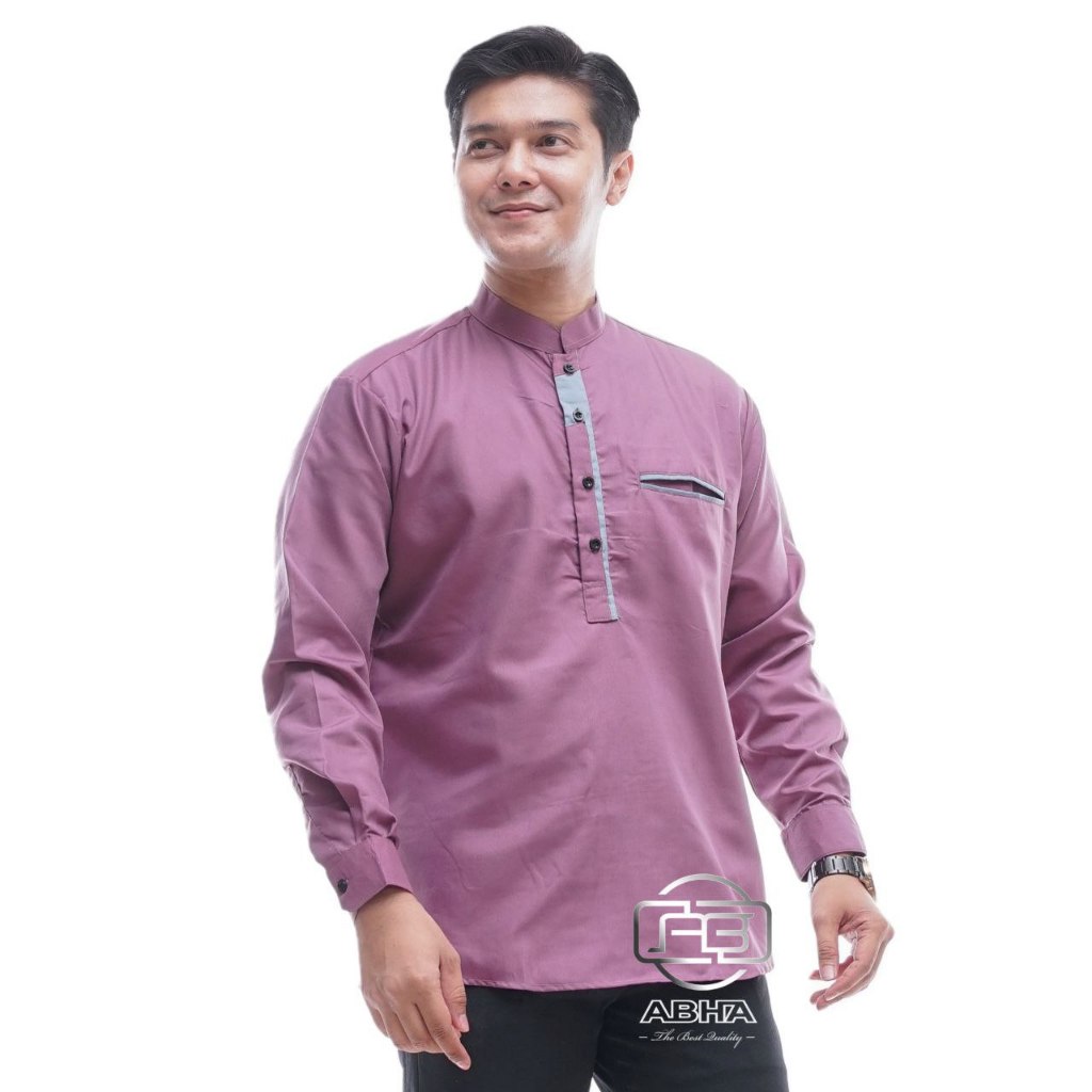 ABHA - Baju koko pria lengan panjang - Baju Muslim dewasa - Baju Hadroh - Motif Abizar