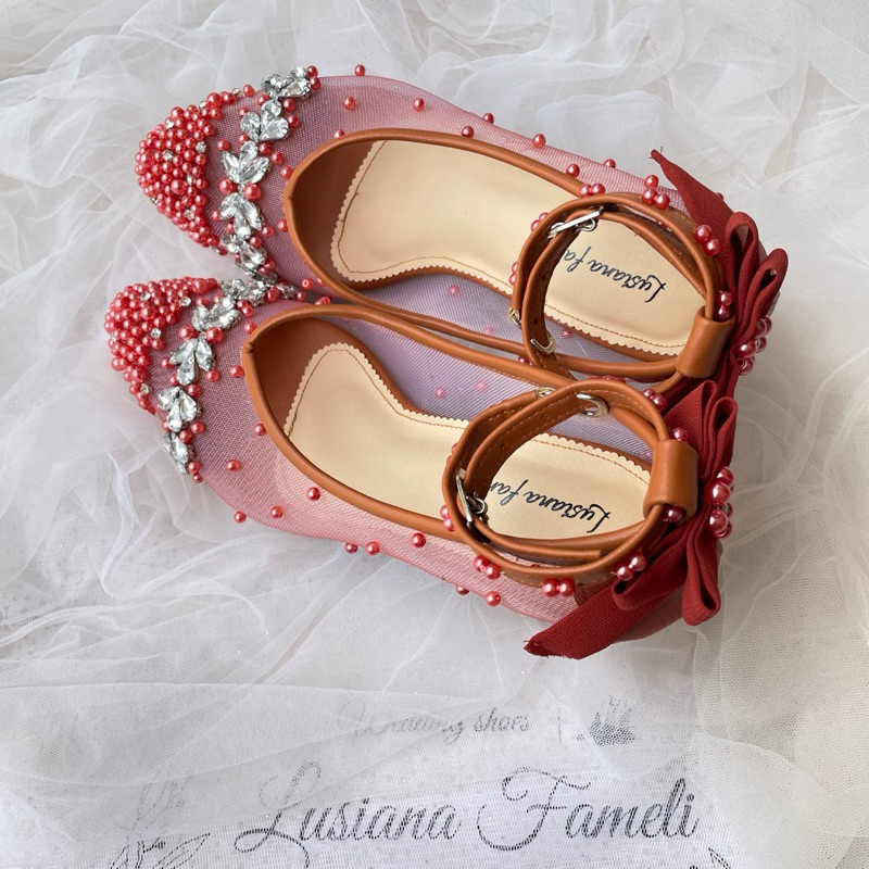 𝑼𝒎𝒂𝒓𝒊 l lusiana fameli heels sepatu payet pesta wanita sepatu pita pantofel 30 warna hak datar - 7 c