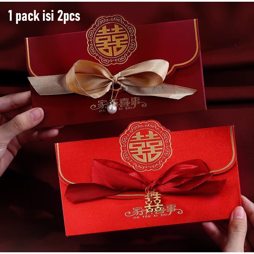 

PREMIUM Angpao Wedding Nikah Sangjit Shuang Xi Lamaran Pita Gantungan Mutiara Hi Sang Hi ShuangXi Double Happiness