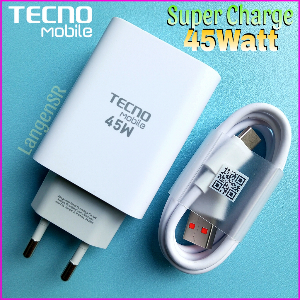 Charger Ori TECNO 45W Super Charge Pova 4 Pro&Pova 5.Asli Original Resmi TECNO