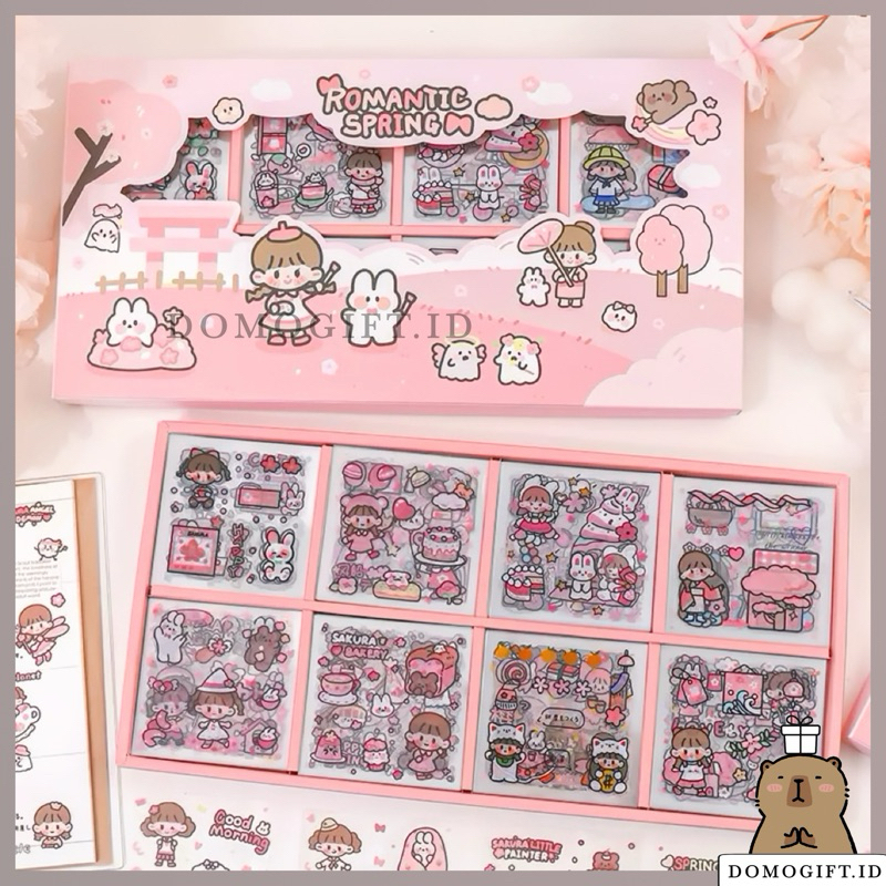 

[domogift.id] Stiker Box Momo Sticker DIY Bening PVC Anti Air Aesthetic Stiker Momo 200 Lembar