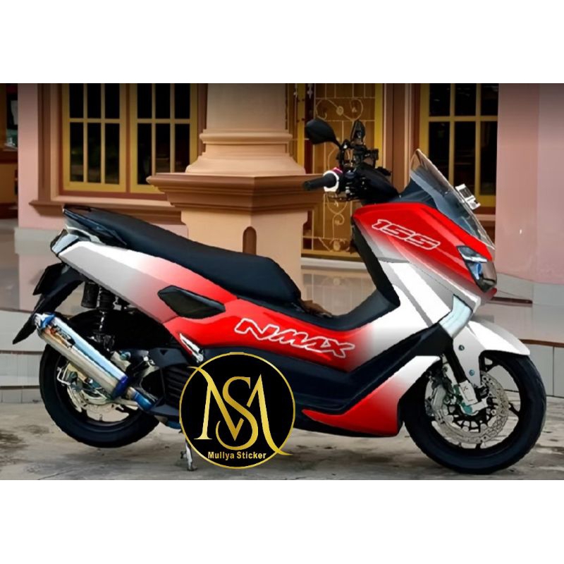 stiker decal nmax old 2019 full body gradasi warna merah putih