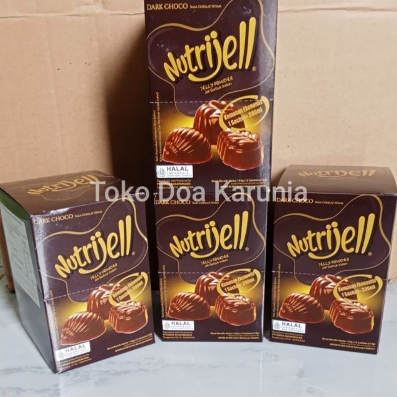 

Nutrijell Dark Choco 12gr 1box (12 sachet) | Nutrijell Rasa Baru Coklat Hitam