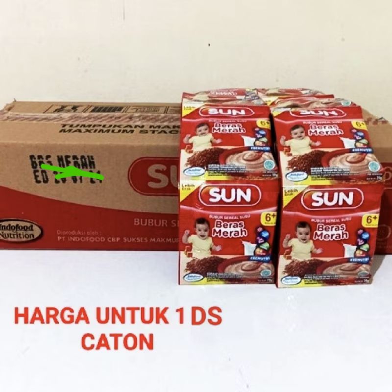 1 Karton SUN Renteng 20 gr pisang susu, Ayam Kampung, Beras Merah, Kacang Hijau Ubi Ungu